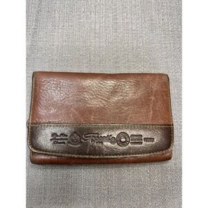 Vintage Fossil 1954 Brown Soft Leather Trifold Women's Wallet Checkbook 75082